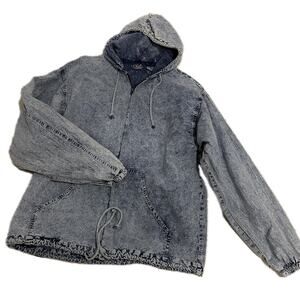 Vintage 1990s Light Acid Wash Zip Up Hooded Jacket / Medium